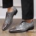 Cross-Border Gold Glossy Business Brogue European And American Fashion Large Size Lace-Up Derby Pointed Toe Small_voghion.com