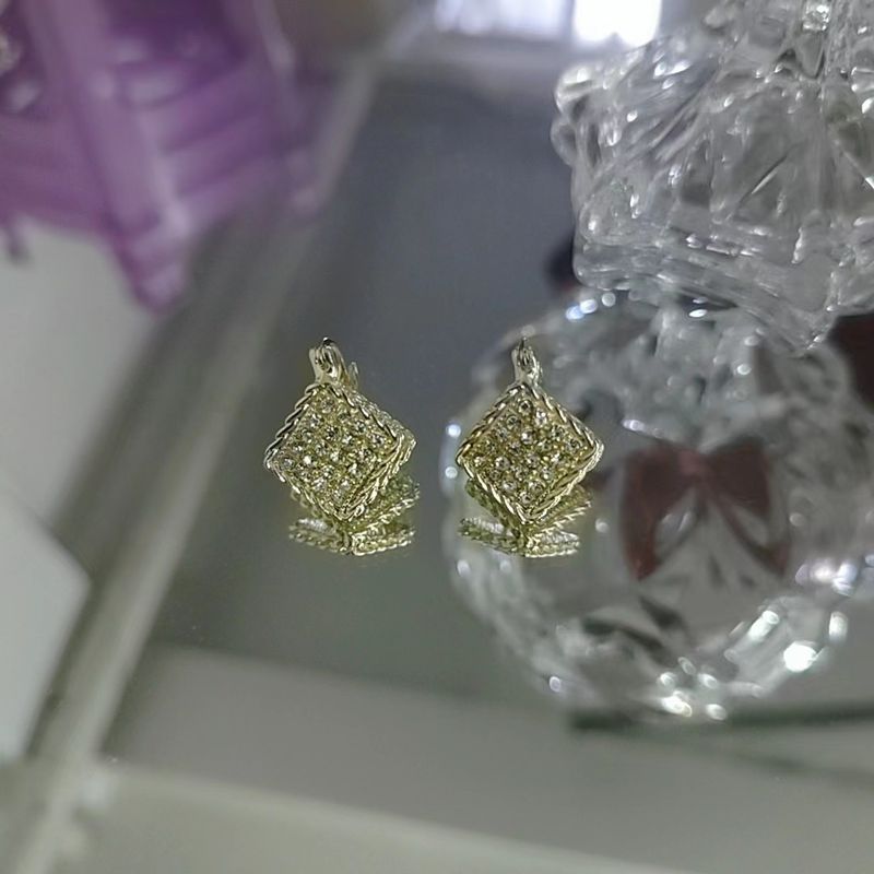Women's Earrings Design sense black full diamond geometric diamond-shaped double-sided ear buckle female delicate personality light luxury earrings_voghion.com