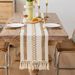 Bohemian Striped Table Runner With Fringe – Waterproof & Oil-Resistant Cotton Linen Dining Decor (Handwoven Tassel Design, Multiple Sizes)_voghion.com