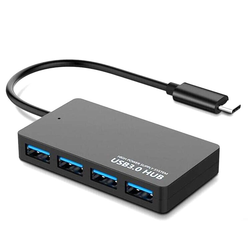 4 Ports USB Adapter Cable High Speed USB Docking Station Multi-Interface HUB Converter, Colour: Black Type-C_voghion.com