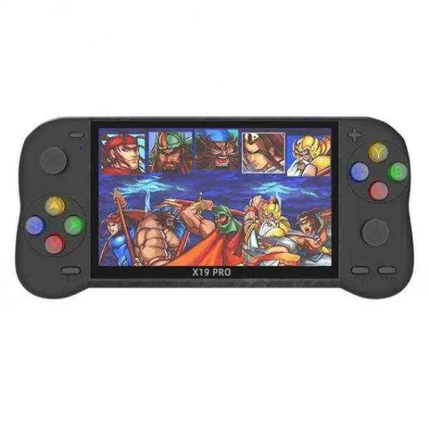 Consola de videojuegos portátil retro X19 Pro con pantalla TFT de 5,1 pulgadas y más de 6800 juegos clásicos integrados, joystick dual y reproductores de juegos portátiles._voghion.com