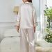 Simulation Seidenpyjamas Damen Herbst und Winter Langarm-Pyjamahose Homewear-Set kann draußen getragen werden_voghion.com