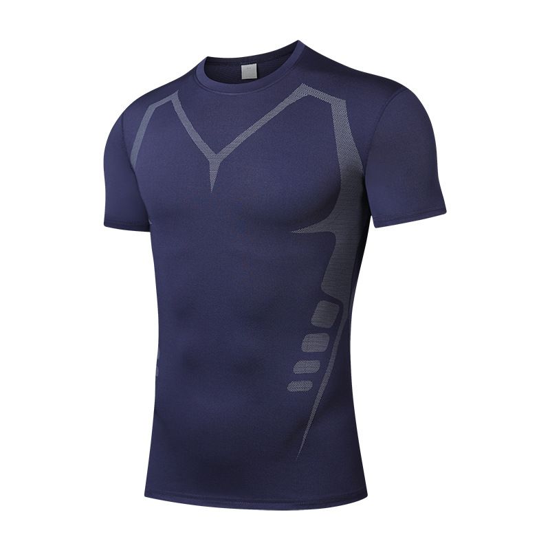 Herenkleding, elastische fitnesskleding, strakke, snel drogende basketbalkleding, vochtafvoerend, hardlopen, korte mouwen, sportkleding, trainingskleding_voghion.com