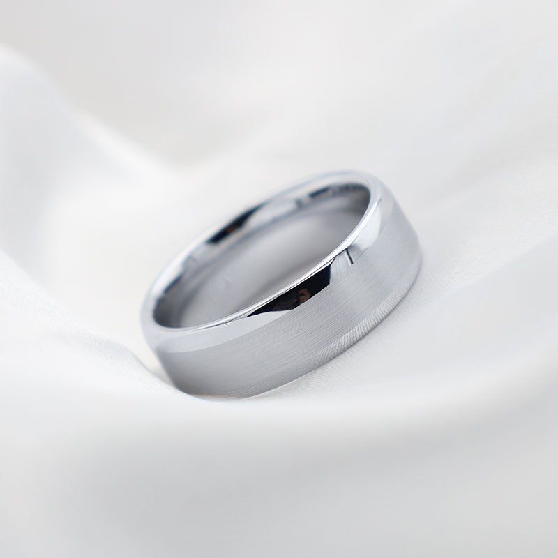 Couple Rings Double Beveled Matte Steel 8mm Tungsten Gold Scratch-Resistant Simple Men's Ring_voghion.com