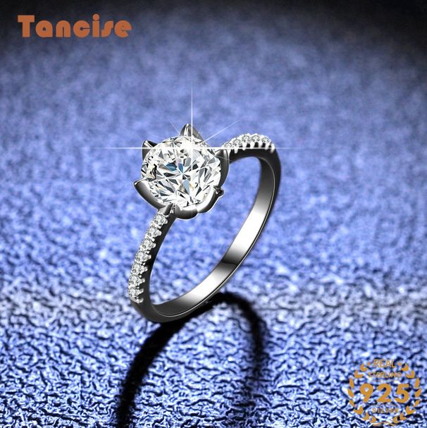 Tancise klassischer Moissanit-Silberring für Damen, Schmuck, Hochzeitsversprechen, Party-Geschenk_voghion.com