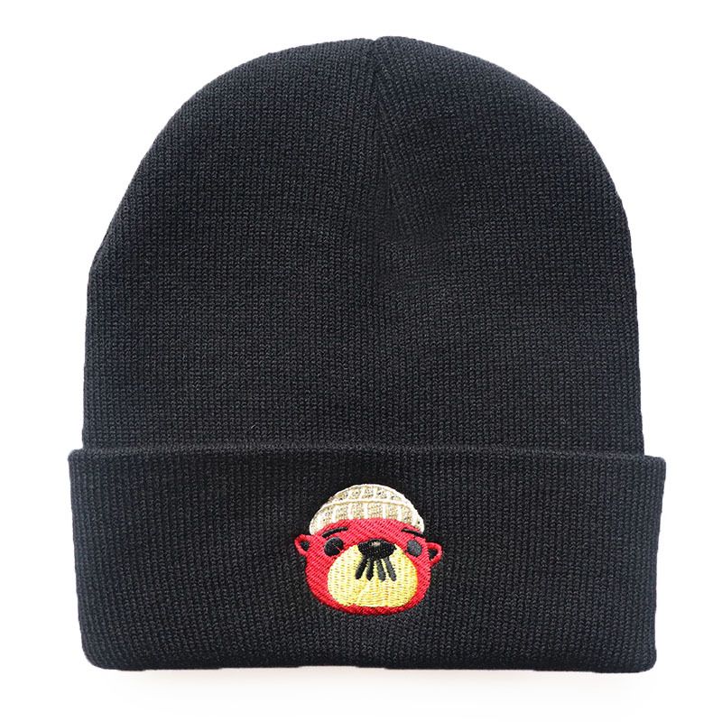 Gorros de punto para hombres y mujeres Gorros de punto bordados con dibujos de animales de otoño e invierno para hombres y mujeres Gorros térmicos estilo hip-hop para exteriores_voghion.com