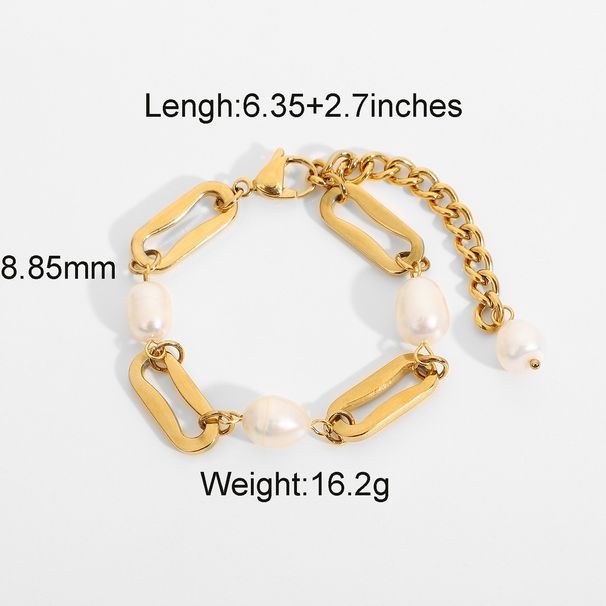 INS sisemine kuulsus samas stiilis kullatud roostevaba teras Baroque magevee ristkülikukujuline ketivahega pärl_voghion.com