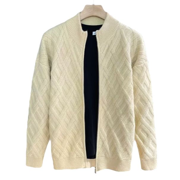 Herren-Strickjacke mit Stehkragen und Reißverschluss – Business-Casual-Cardigan, weiche Strickoberbekleidung für professionelle Anlässe_voghion.com