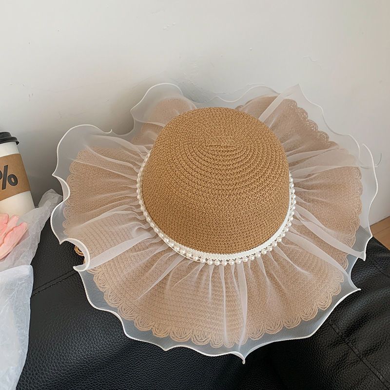 Sombrero de paja con protección UV para exteriores, para mujer, para verano, playa, con protección solar y sombreado fotográfico._voghion.com