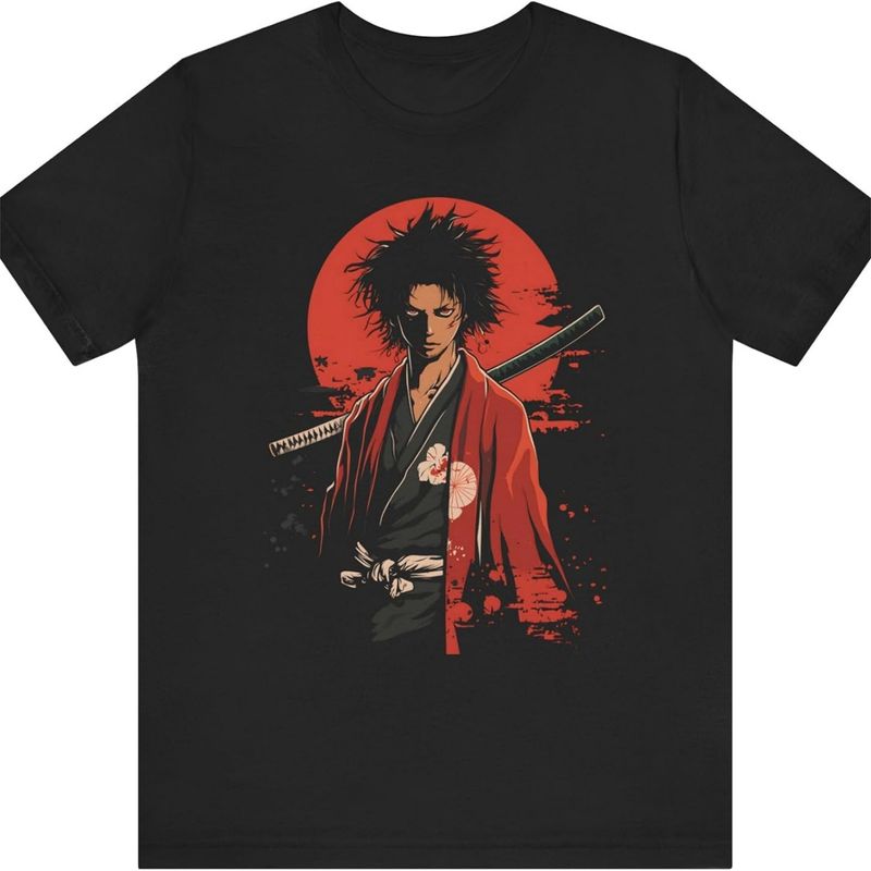 Samuraju karotāja T-krekls, japāņu anime grafikas T-krekls, uniformas ielas apģērbs, cīņas mākslu T-krekls, anime T-krekls, urbānais japāņu T-krekls._voghion.com