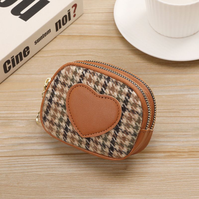 Hahnentritt-Herz-Geldbörse für Damen, Nischendesign, exquisite High-End-Geldbörse zur Aufbewahrung von Münzen und Lippenstiften, kleine Geldbörse_voghion.com