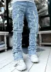 Spring Autumn Individual Patched Black Pants Long Tight Fit Stacked Jeans For Men 240819_voghion.com