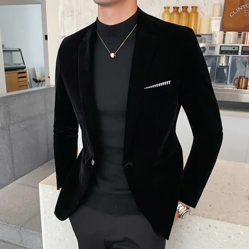 Autumn And Winter Down Men's Bury Suit Jacket Formal Dress Solid Color Plus Size_voghion.com