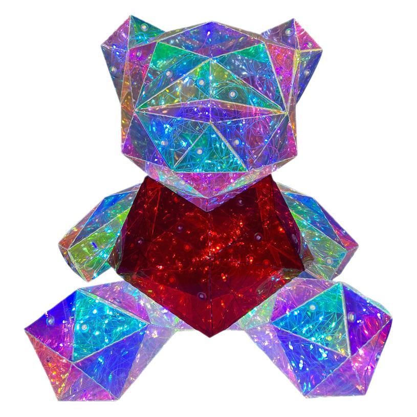 Valentine's Gift Creative Decoration Iridescent Glowing Heart Bear Colorful Graduation Day Ornament Desktop Atmosphere_voghion.com