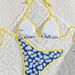 2026 Bikini New Women's European And American Style Small Daisy Print Color Block Trim High-End Set Cross-Border_voghion.com