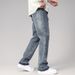Jean droit délavé clair pour homme – Style urbain, coupe ample (tailles S à XXXL, 100 % coton)_voghion.com