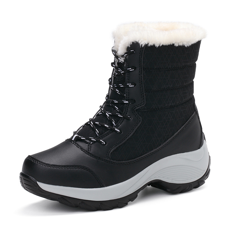  Senhoras femininas mais lã meados de tubo botas de algodão botas de neve sapatos quentes de inverno moda botas de neve_voghion.com