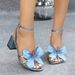 Women's Butterfly Embellished Block Heel Sandals_voghion.com