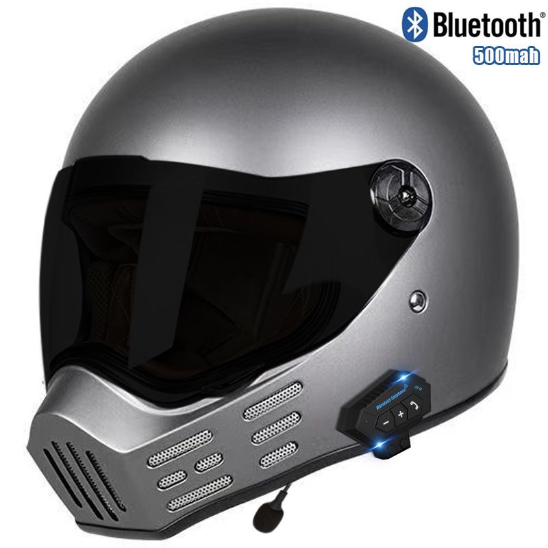 3C-zertifizierter Retro-Integralhelm für Motorradfahrer mit Bluetooth – Vintage-Design „Schweineschnauze“, leichte ABS-Schale, wahlweise mit klaren oder getönten Gläsern_voghion.com