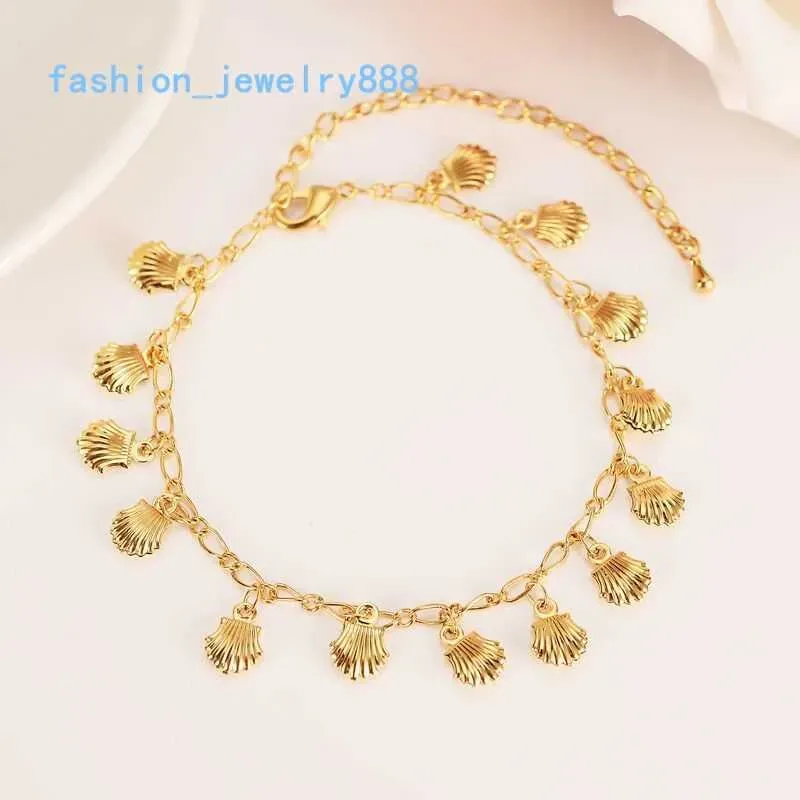 Nuovo braccialetto multi-elemento alla moda coreana in oro massiccio giallo 14K GF con ciondolo illimitato, allungabile, lunghezza cavigliera_voghion.com