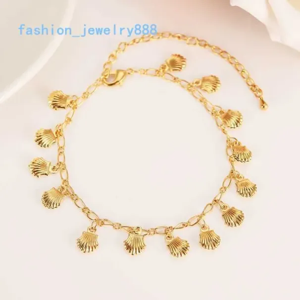 Nuovo braccialetto multi-elemento alla moda coreana in oro massiccio giallo 14K GF con ciondolo illimitato, allungabile, lunghezza cavigliera_voghion.com