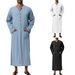 Men's Clothing Casual Button Solid Color Long Sleeve Pocket Loose Robe Menswear_voghion.com