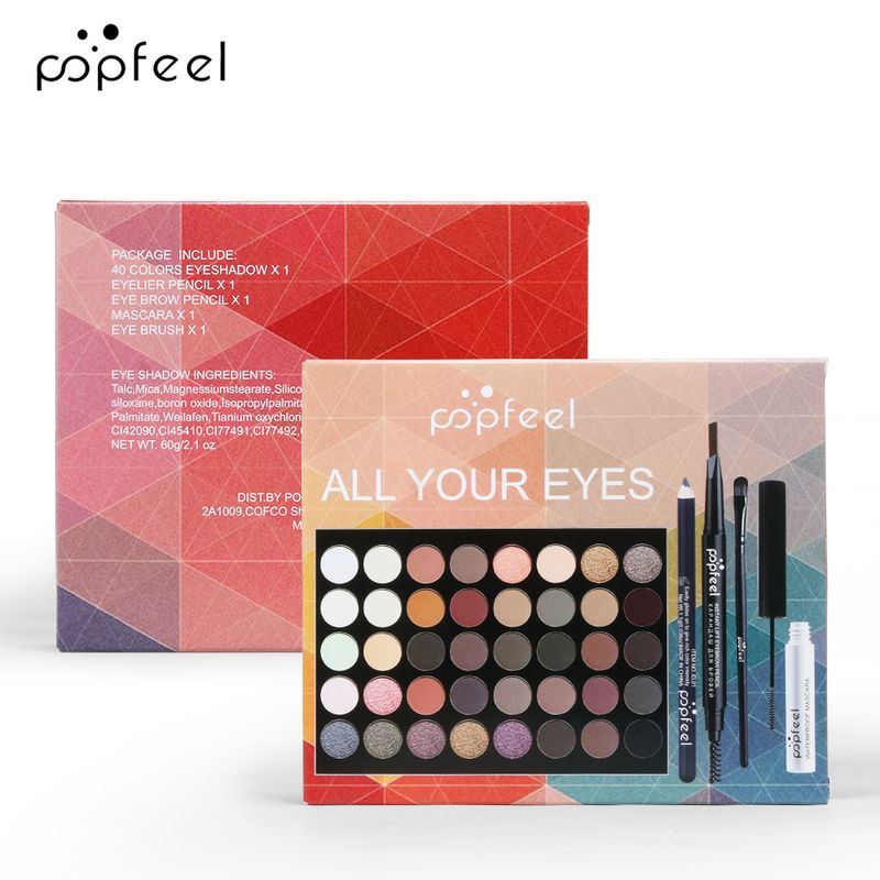 Coffrets de maquillage : palette de 40 fards à paupières, mascara, pinceau, eye-liner, crayon à sourcils, ensemble combiné pour débutants_voghion.com