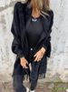 Poncho avvolgente in maglia con frange - Morbido misto poliestere acrilico, maniche a pipistrello oversize, stile boho chic da strada per donna_voghion.com
