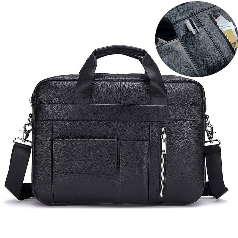 Men Genuine Leather Handbags Casual Leather Laptop Bags Male Business Travel Messenger Bags Men's Crossbody Shoulder Bag_voghion.com