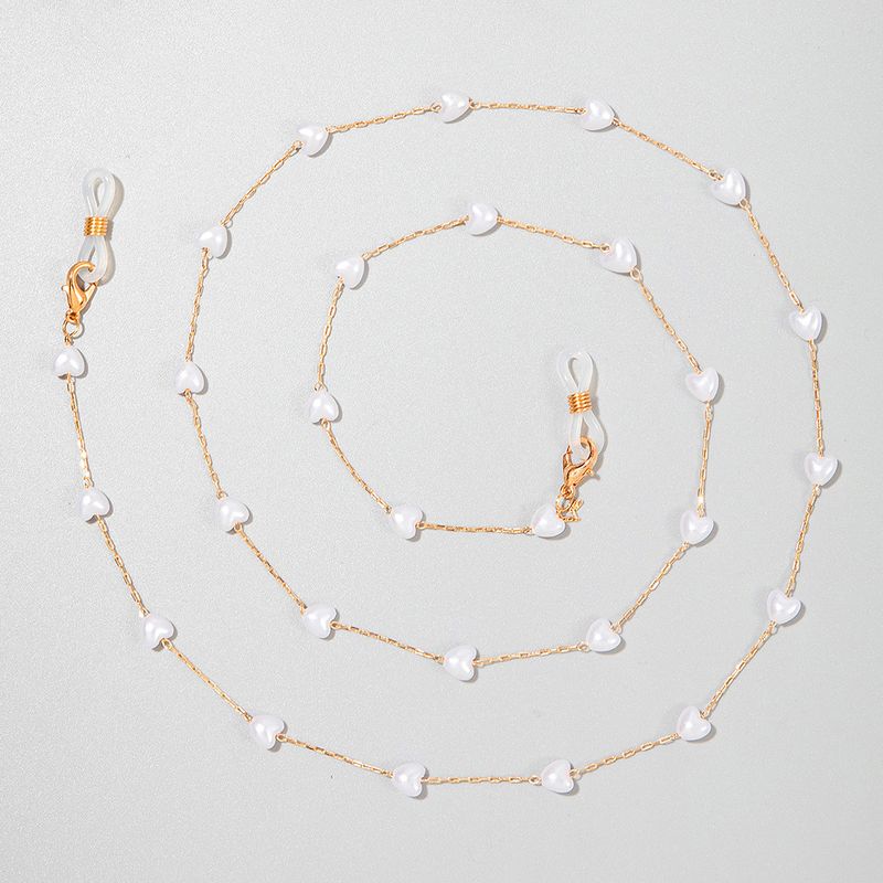 Metal Glasses Trendy Women High-end Heart Pearl Mask Chain Accessories Simple Personality Jewelry_voghion.com