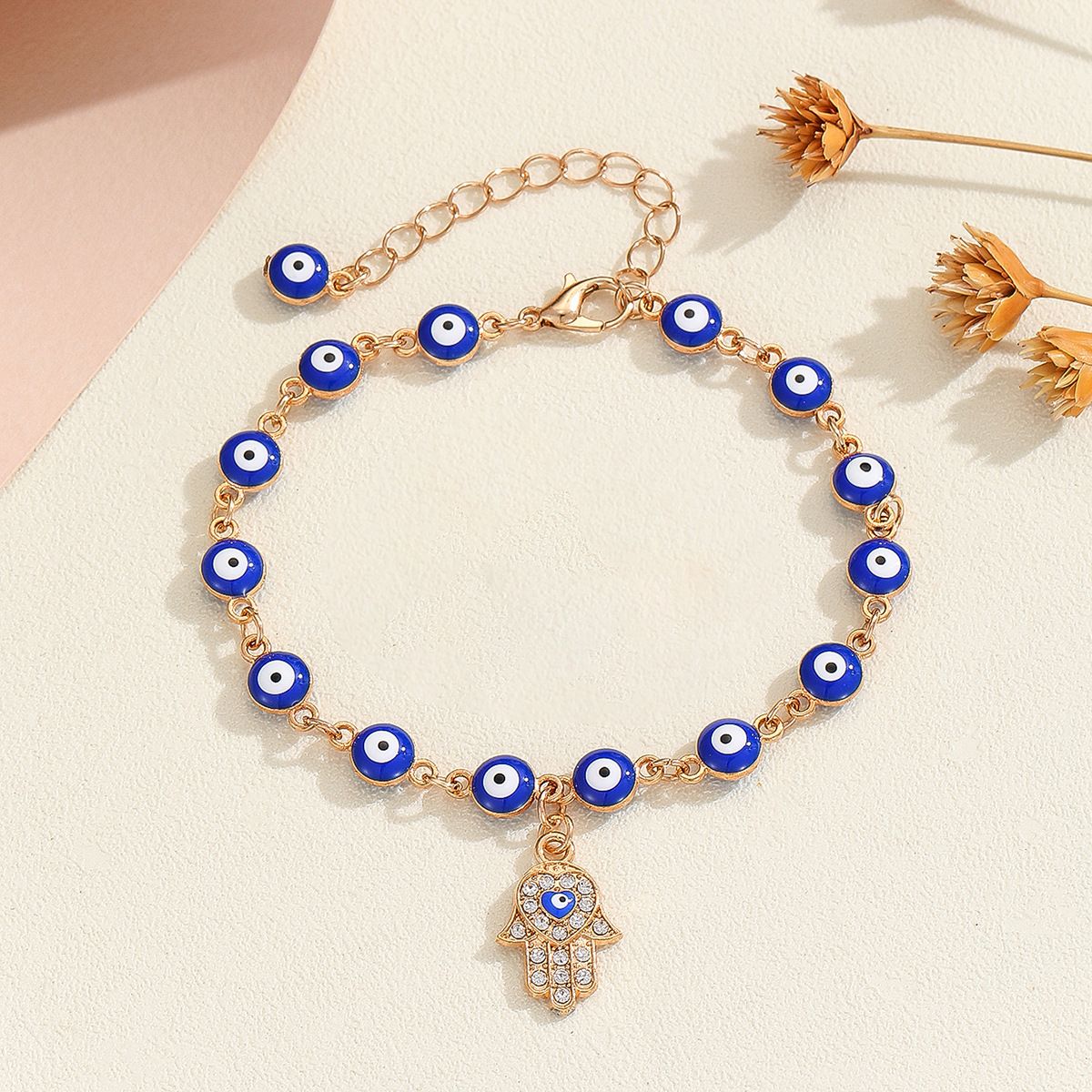 Nuovo ciondolo alla caviglia con ciondolo a forma di palma regolabile di alta qualità, semplice e con occhio di demone_voghion.com