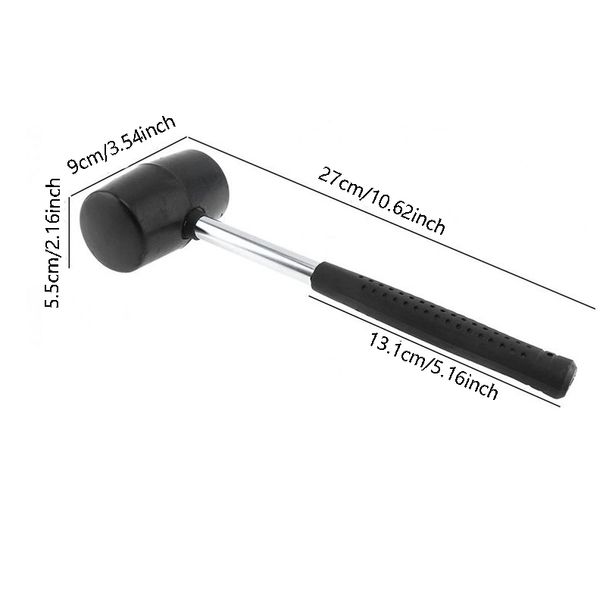 1Pcs 5.5cm Rubber Hammer Non-Elastic Black Resistant Knock Round Head Anti-Slip Handle Diy Hand Tool_voghion.com