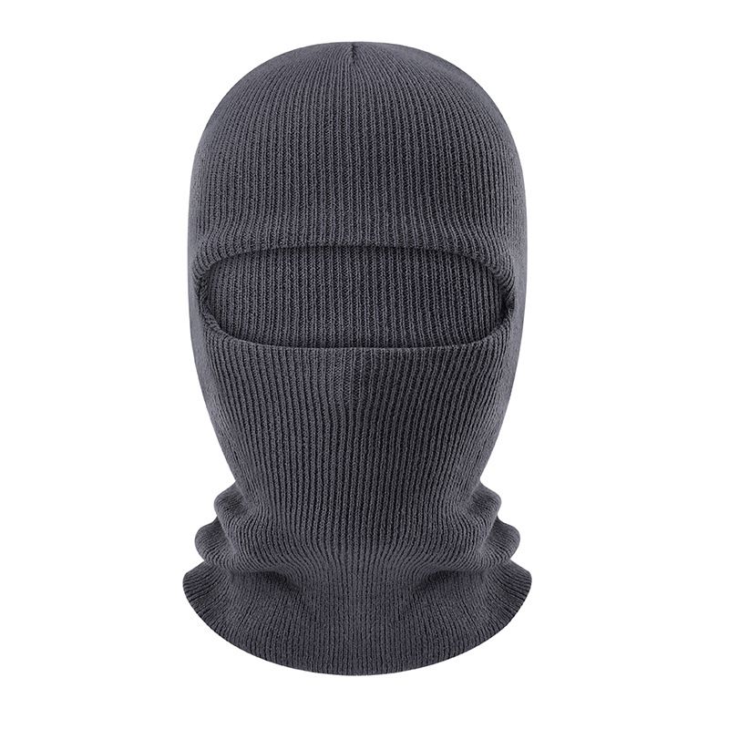 winter solid color pullover knitted hat outdoor cycling full face warm windproof cold mask simple ear protection hat_voghion.com