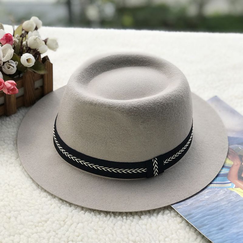 Stylish men's and women's wool classic flat brim small top hat jazz hat_voghion.com