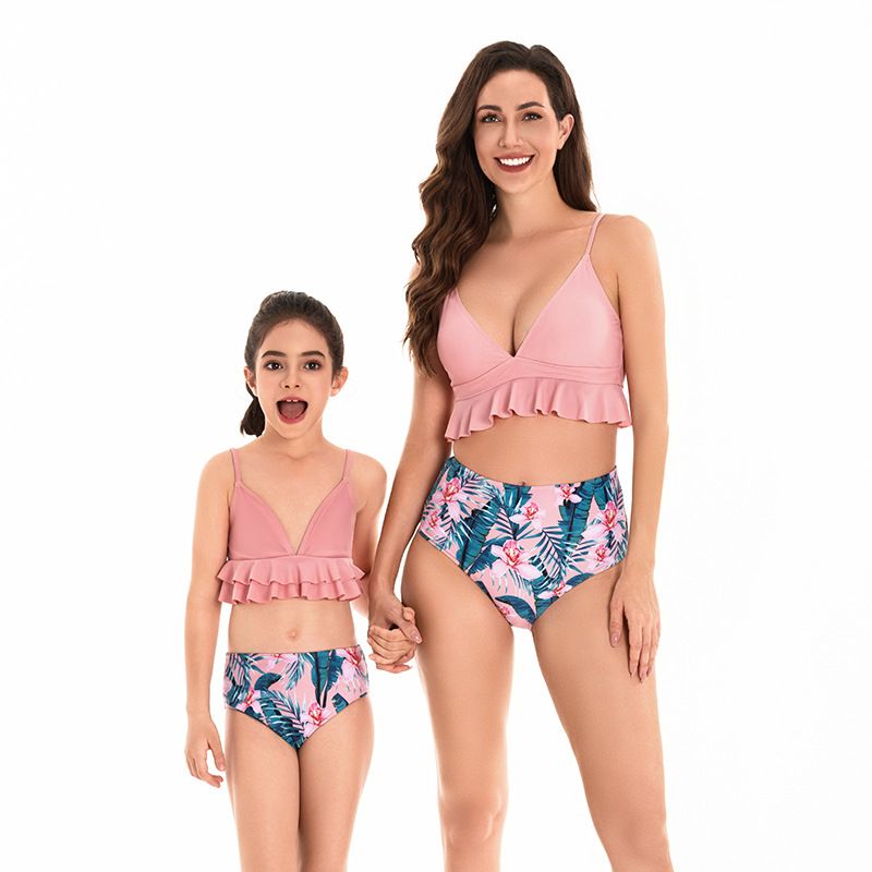 Mother & Kids 2024 parent-child swimsuits Europe and America New foreign trade split bikinis children's mother and daughter swimsuits_voghion.com