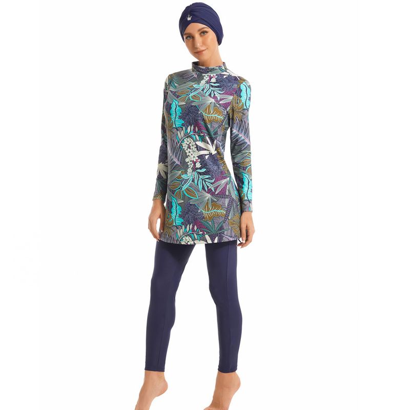 Muslim Swimwear Printed Ladies Conservative Swimsuit Women Beach Swimsuit_voghion.com