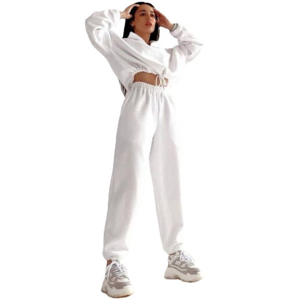 rendy Women's Casual Long Sleeve Zip-Up Fleece Hoodie Set - Streetwear Loose Fit Pullover & Pants, Winter Fashion Outfit_voghion.com