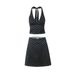Deep V-Neck Polka Dot Print Slim Halter Neck Tank Top Women's New Low Waist Skirt Set Spring Summer_voghion.com