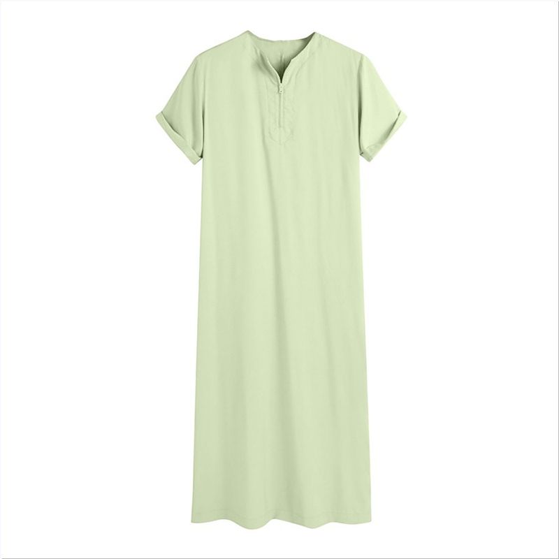 2025 Vestă lungă musulmană nouă pentru bărbați, cămașă cu fermoar, kaftan arab din Dubai, Malaezia, perfectă pentru banchete, ținută casual occidentală_voghion.com