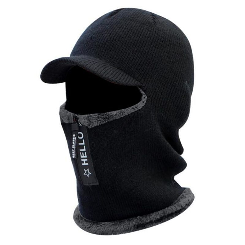 New Men Winter Warm Wool Hat Outdoor Ear Protection Hats Warm Thick Bicycle Knitted Capd Scarf Windproof Visors Cap_voghion.com