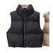 Gilet matelassé sans manches pour femme - Col montant, manteau d'hiver chaud et épais aux couleurs tendance_voghion.com