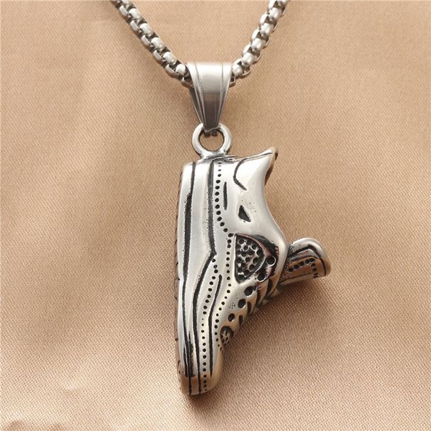 Accessories Titanium Sneaker Pendant Personality Trendy Men's Casual Sneakers Stainless Steel Necklace 19040_voghion.com