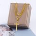 Hip Hop Stainless Steel Men's Twist Double Layer Cuban Chain Cross Non-Fading Necklace For Men_voghion.com