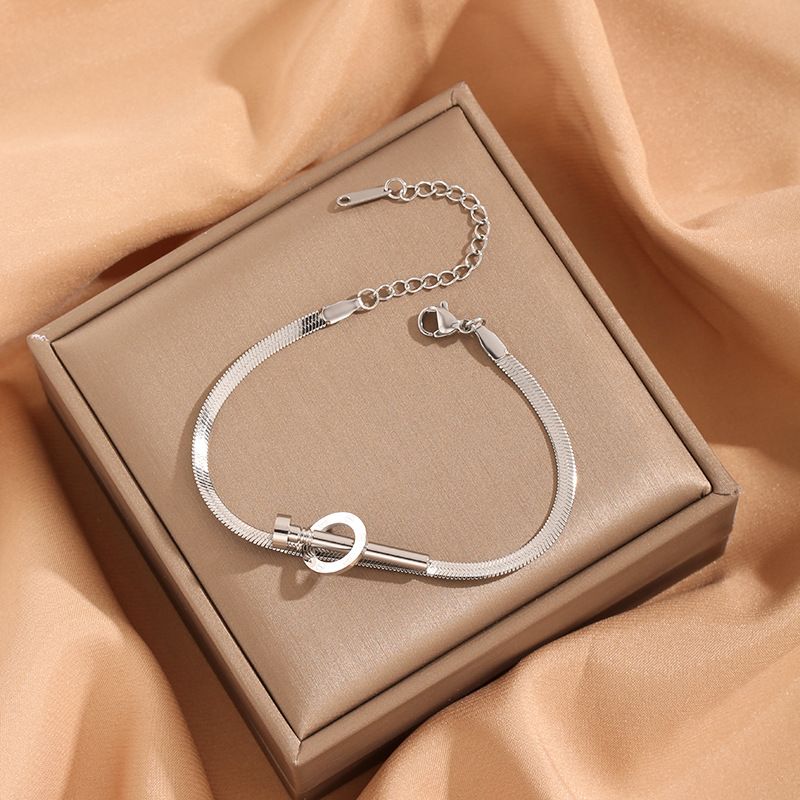 Nail Light Luxury Style Semplice bracciale in osso di serpente in acciaio al titanio e oro da donna_voghion.com