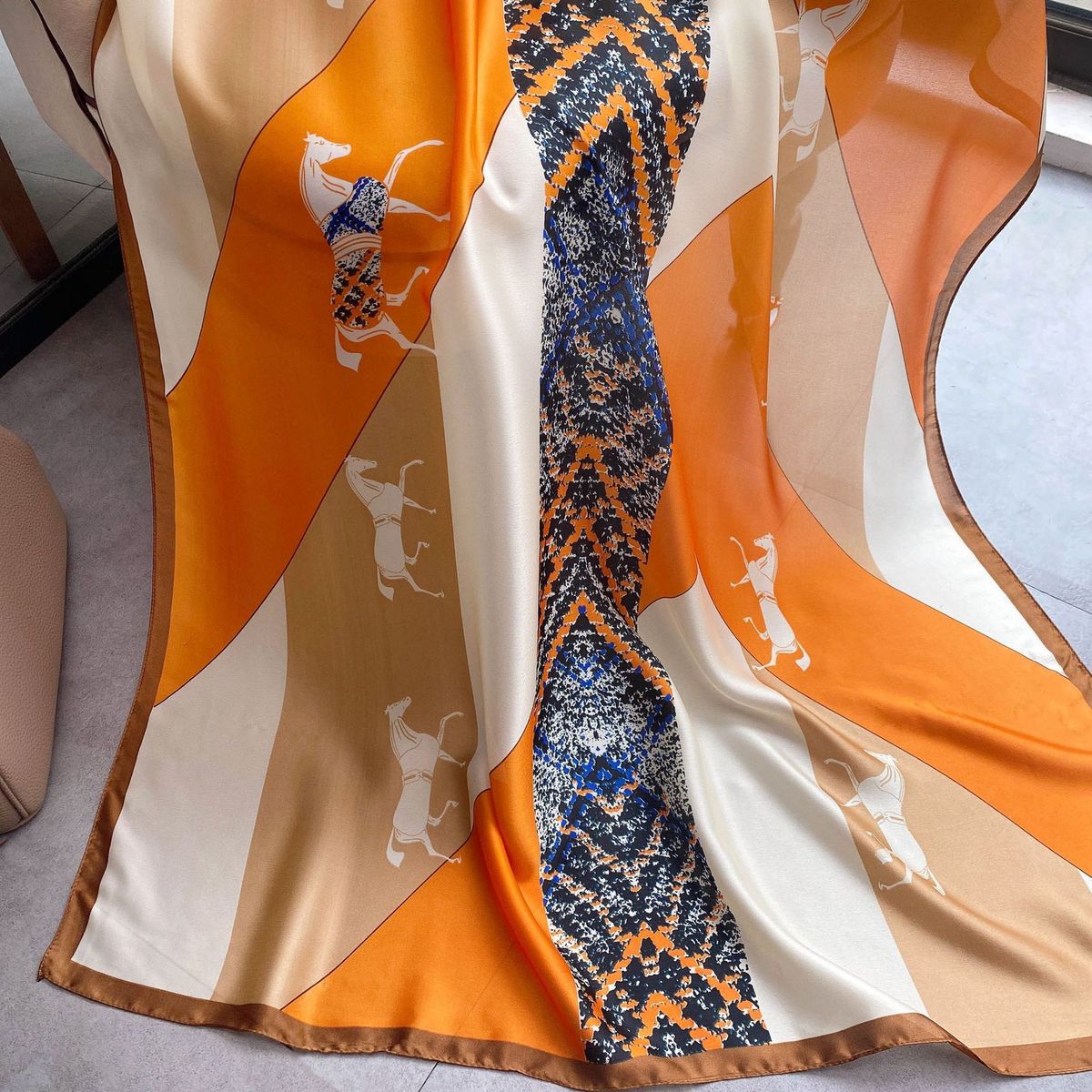 2021 Spring and Autumn Women's Long Style  Printed Silk Sunshade Decoration Beach Scarf Versatile Air_voghion.com