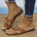 Flat Slippers Women's Summer Fashion Chain Square Head Line Casual Women's Flip-flops_voghion.com