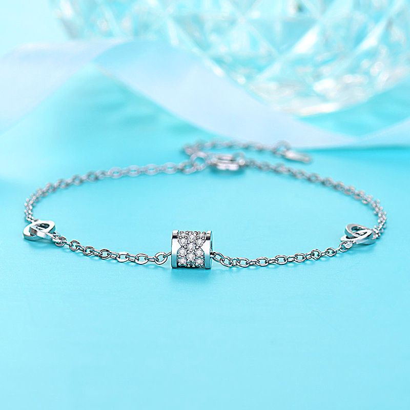 Sterling VENUS  Sier Love Double Button Zircon Transfer Bead Bracelet Women Chain Bracelet Party Charm Jew_voghion.com