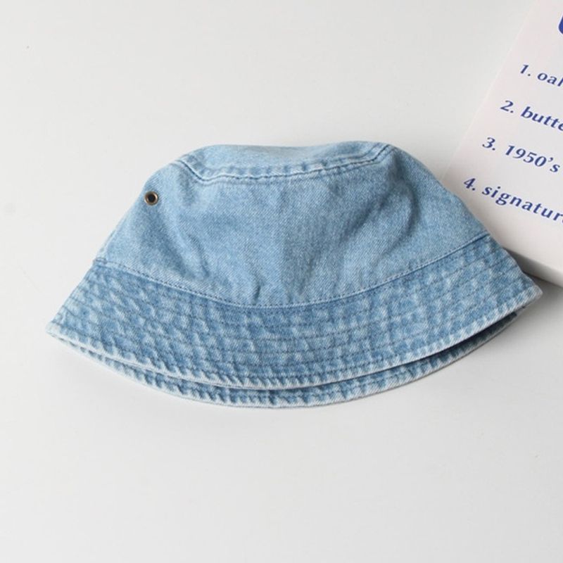 Gorąca sprzedaż kapelusz typu bucket hat bawełna Wahed Denim dziecięca fajna czapka dla dziewczynki chłopca Panama kapelusz rybacki czapka ochrona przed słońcem dla niemowląt_voghion.com