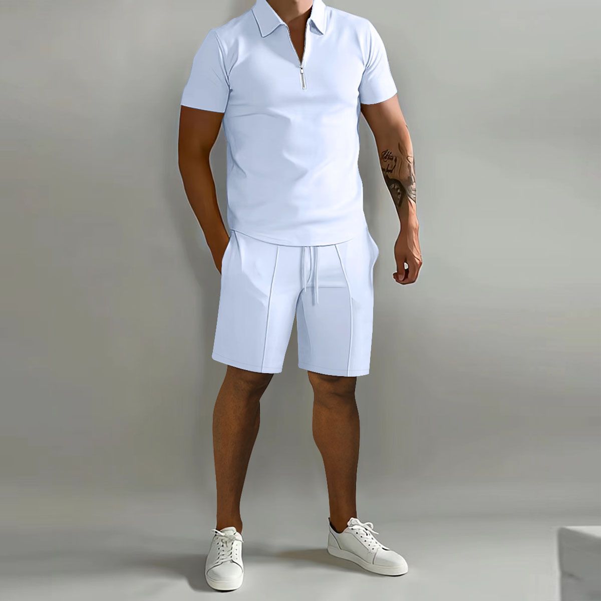 Menns Polo Casual Løse shortser med korte ermer Joggedress_voghion.com