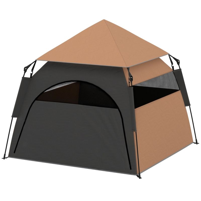 Haustierzelt Klappbar, Wetterbeständig Für Grosse Hunde, Dunkelbraun_voghion.com